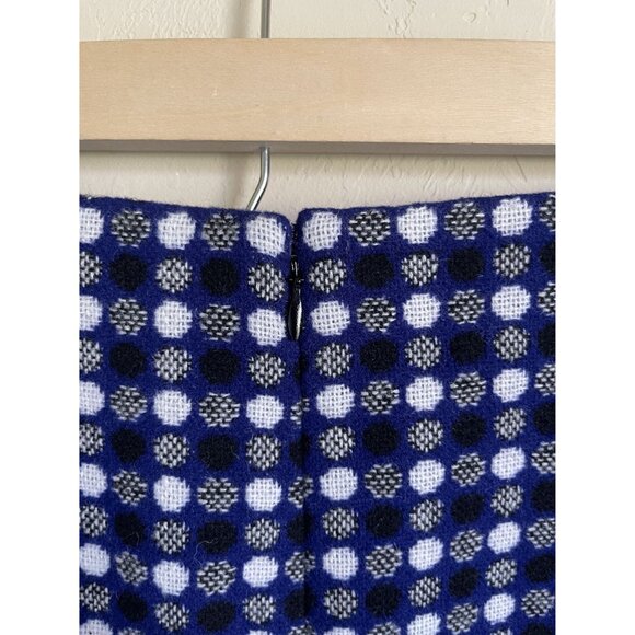 NWOT Talbots Factory Size 6 Blue Black Dot Print Pencil Skirt Wool Blend - Picture 3 of 6